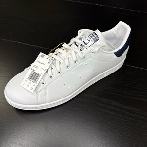Adidas White and Navy Stan Smith Shoes